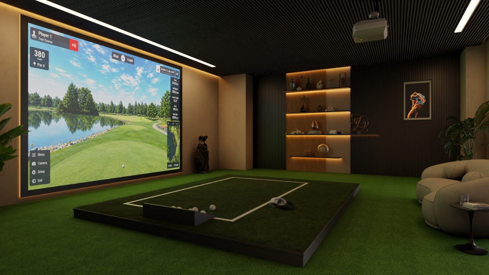 Belvedere VR golf simulator room