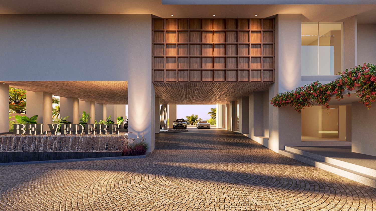 Belvedere covered entrance walkway